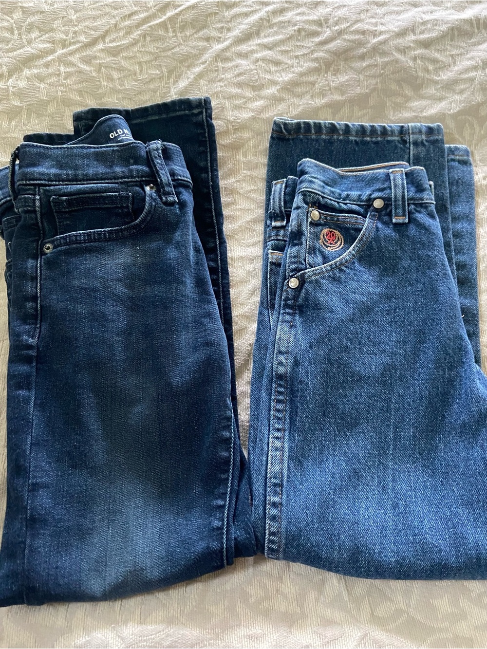 Boys Lot of 2 Denim Jeans - Dark & Medium Blue. Wrangler Twenty X & Old Navy